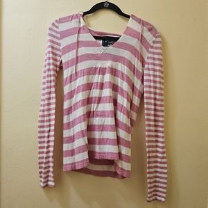Pink Victoria Secret Pink and White Pinstripe Pullover